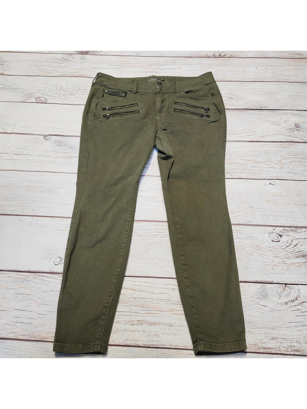 Torrid Green Skinny Jeans with Zip Pocket Detail Size 12 Short